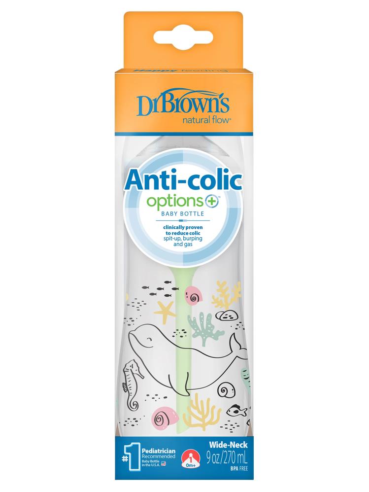 Dr. Browns Geniş Ağız Anti-Kolik PP Biberon 270 ml Okyanus Balina Desenli