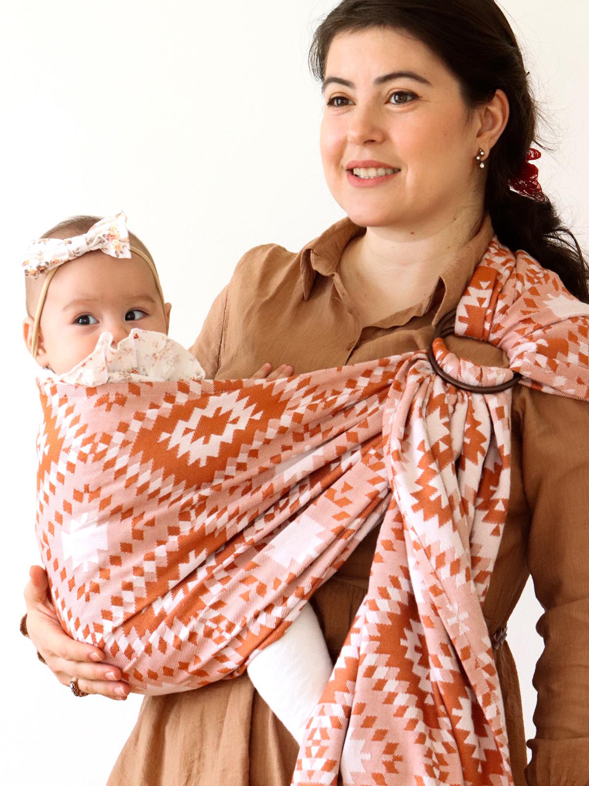 Zubu Bebek Taşıma Sling Küp Desen - Turuncu