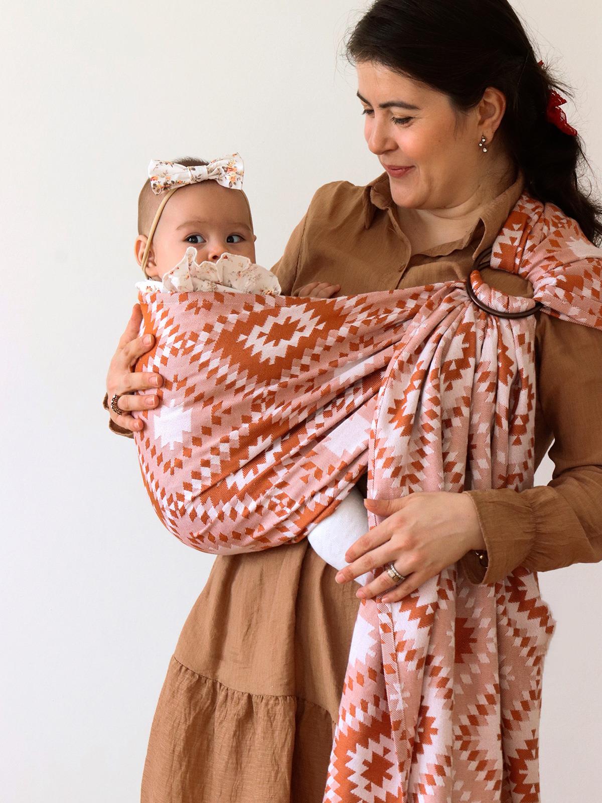 Zubu Bebek Taşıma Sling Küp Desen - Turuncu