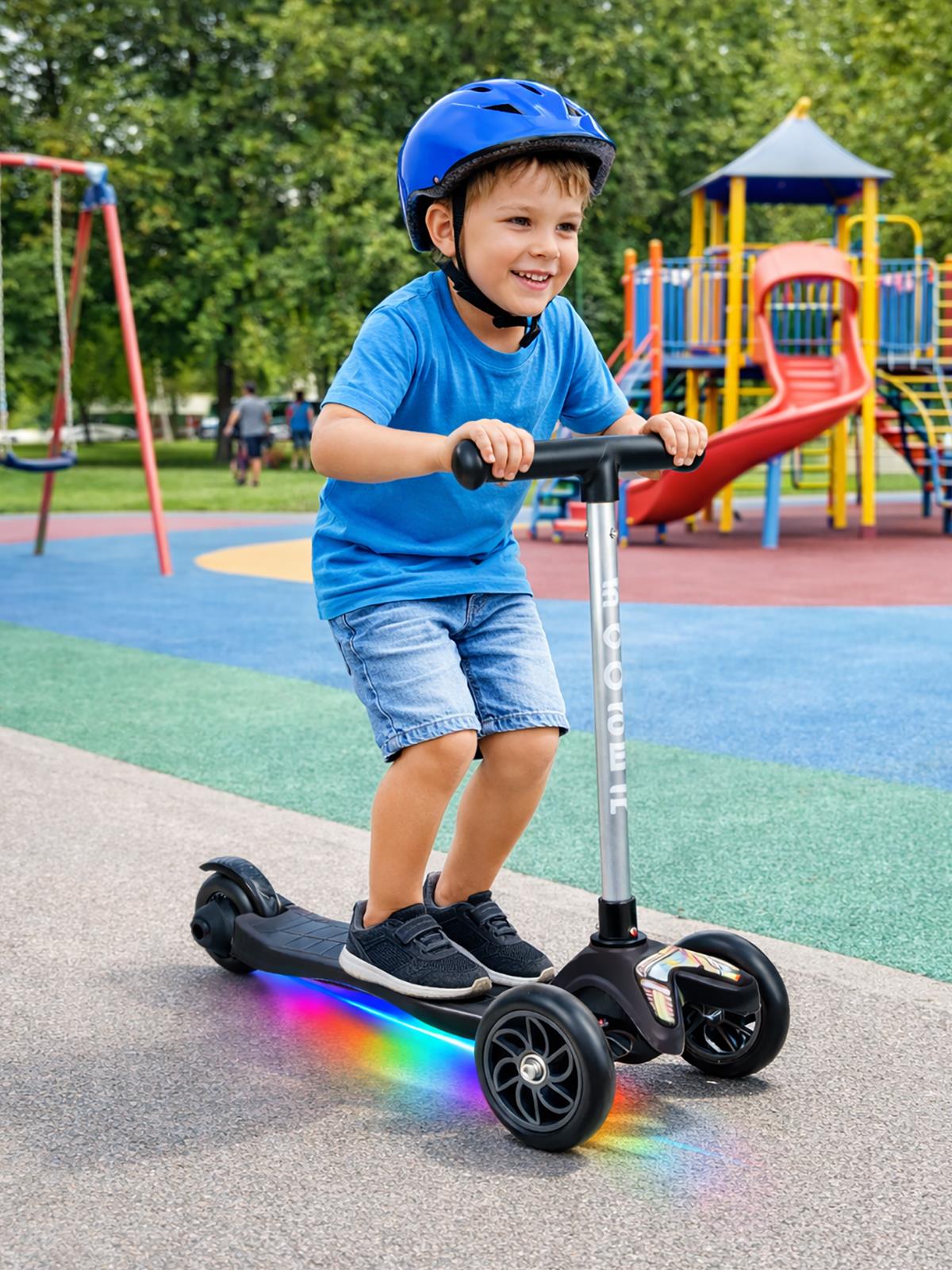 Tois ColorWase Led Işıklı 4 Kademe Ayarlanabilir 3 Tekerlekli Scooter - Siyah