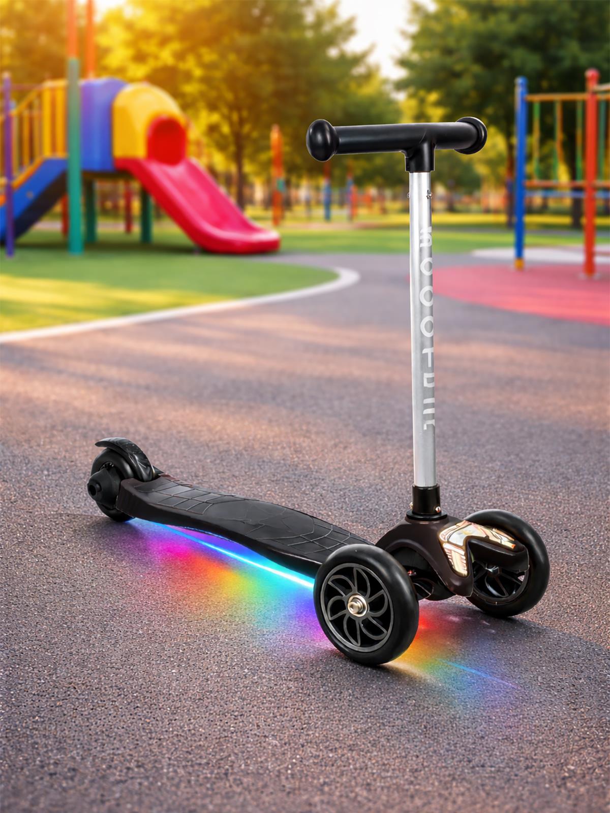 Tois ColorWase Led Işıklı 4 Kademe Ayarlanabilir 3 Tekerlekli Scooter - Siyah