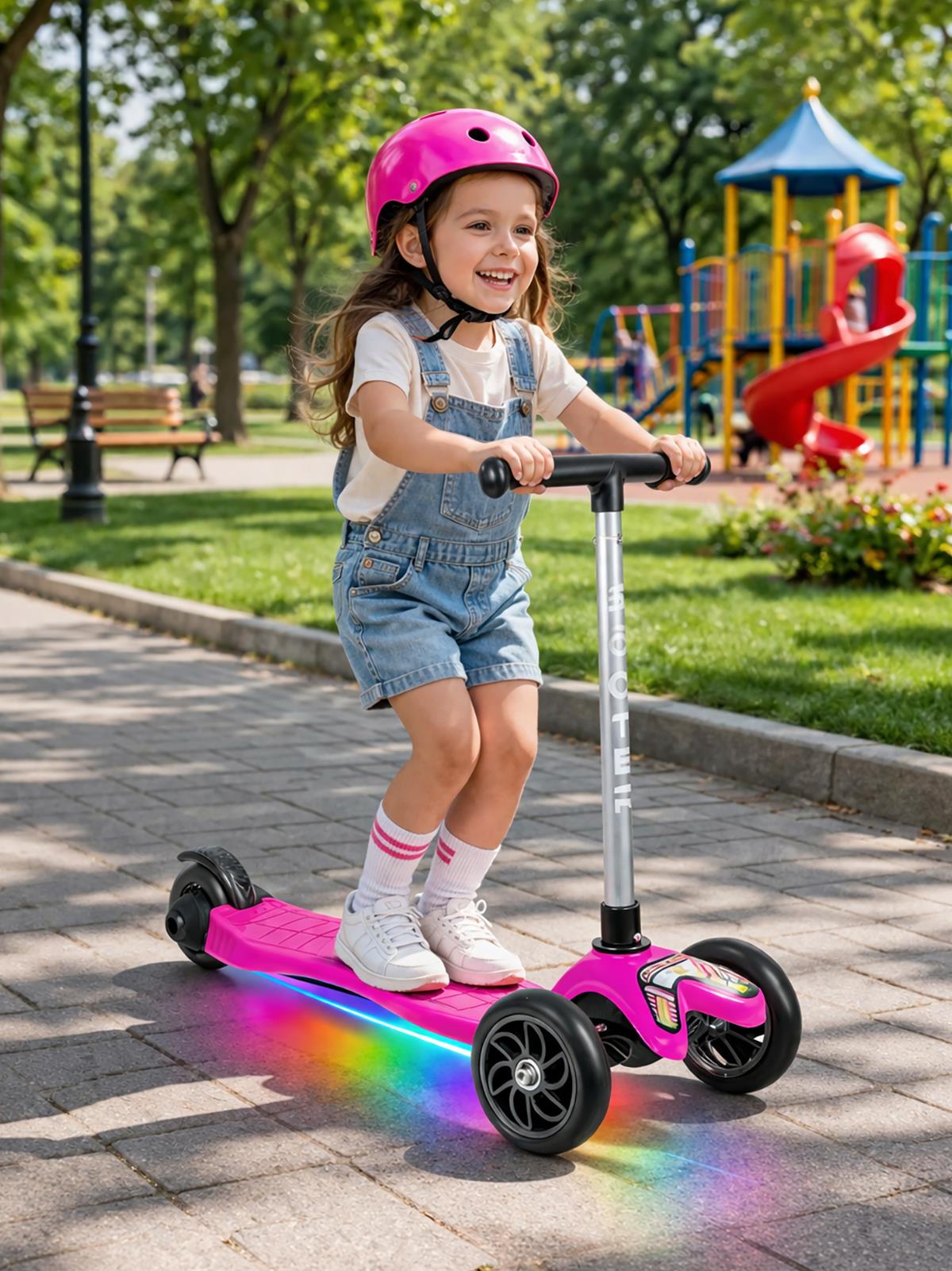 Tois ColorWase Led Işıklı 4 Kademe Ayarlanabilir 3 Tekerlekli Scooter - Pembe