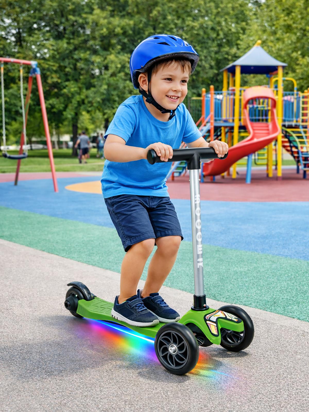 Tois ColorWase Led Işıklı 4 Kademe Ayarlanabilir 3 Tekerlekli Scooter - Yeşil