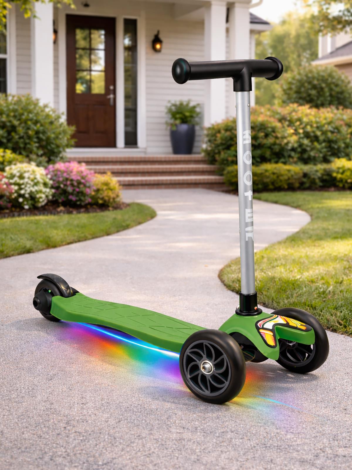 Tois ColorWase Led Işıklı 4 Kademe Ayarlanabilir 3 Tekerlekli Scooter - Yeşil