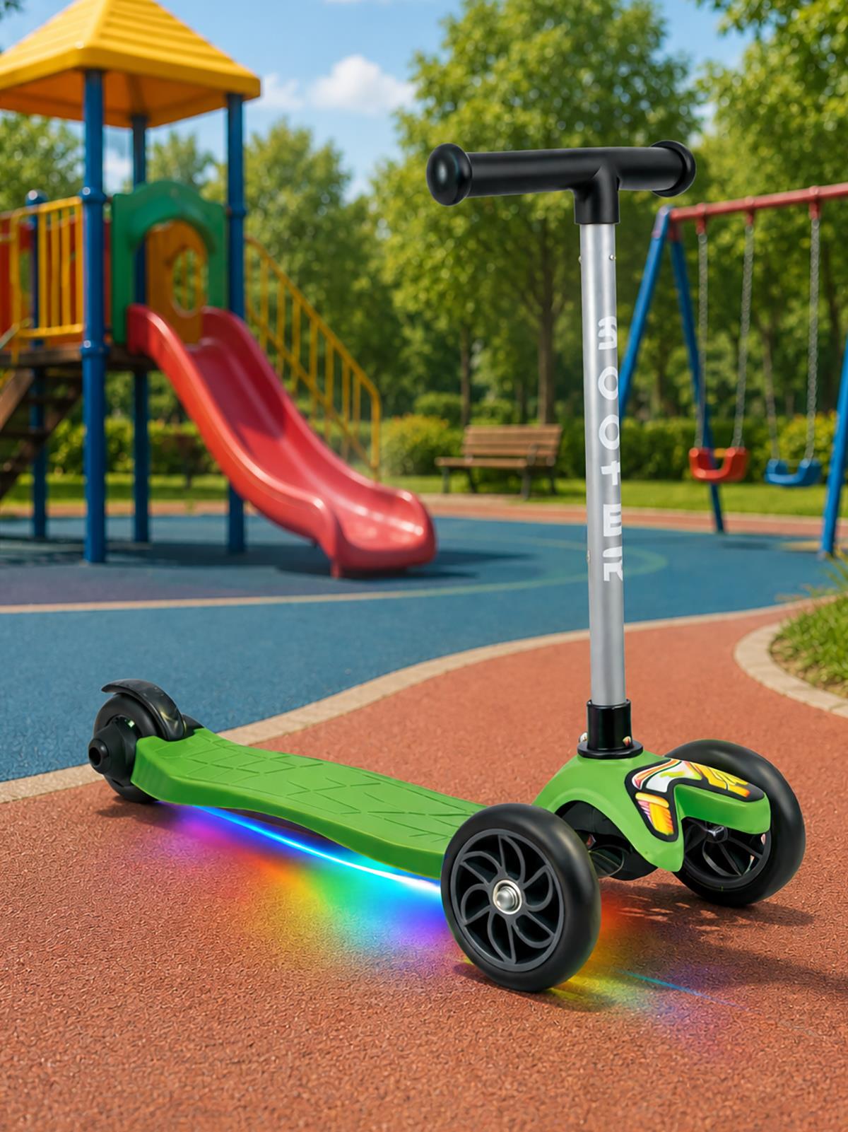 Tois ColorWase Led Işıklı 4 Kademe Ayarlanabilir 3 Tekerlekli Scooter - Yeşil
