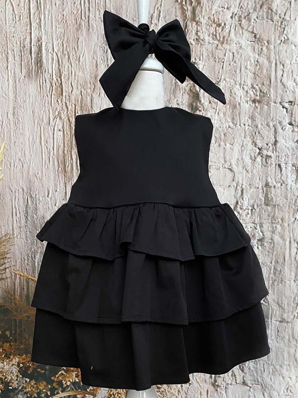 Shecco Babba Kat Kat Kız Çocuk Elbise Bandana Takım 6-10 Yaş  - Siyah