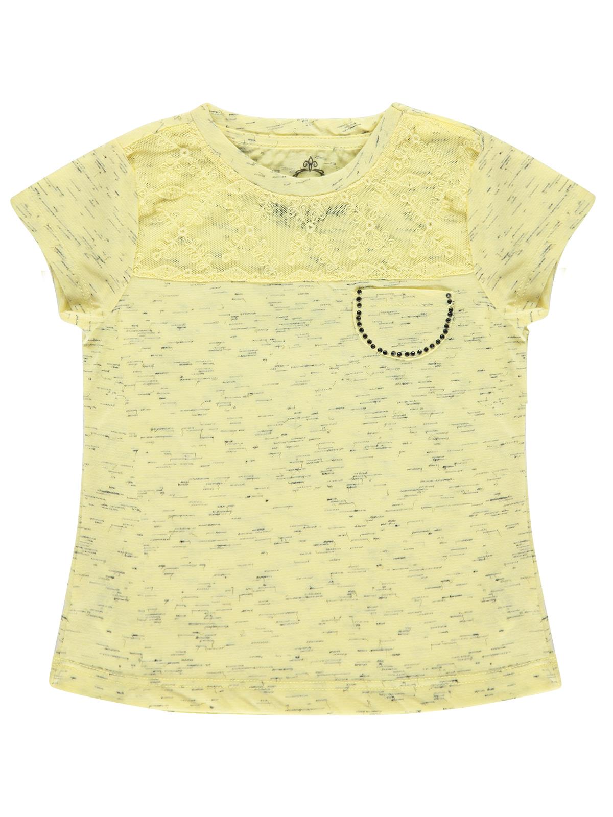 Civil Girls Roba Dantelli 2-5 Yaş Tişört - Sarı