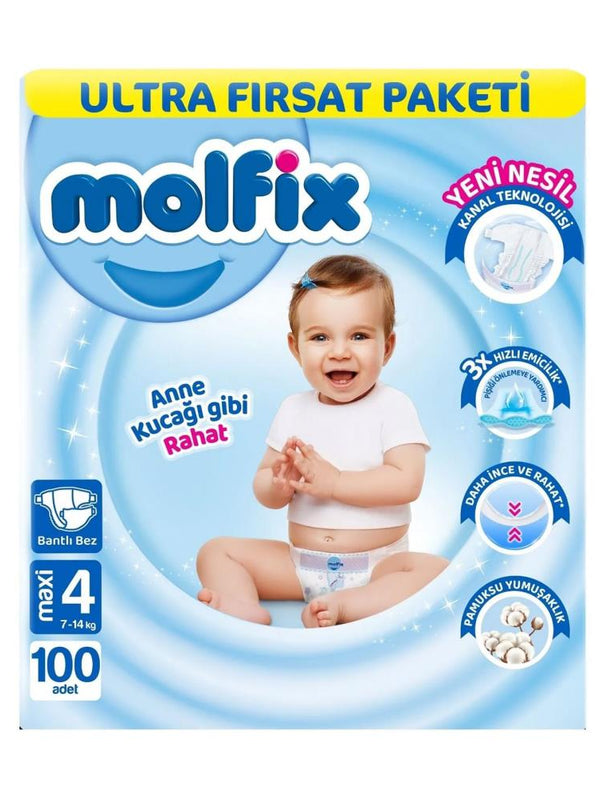 Molfix Bebek Bezi 4 Beden Maxi Ultra Fırsat Paketi 100 Adet