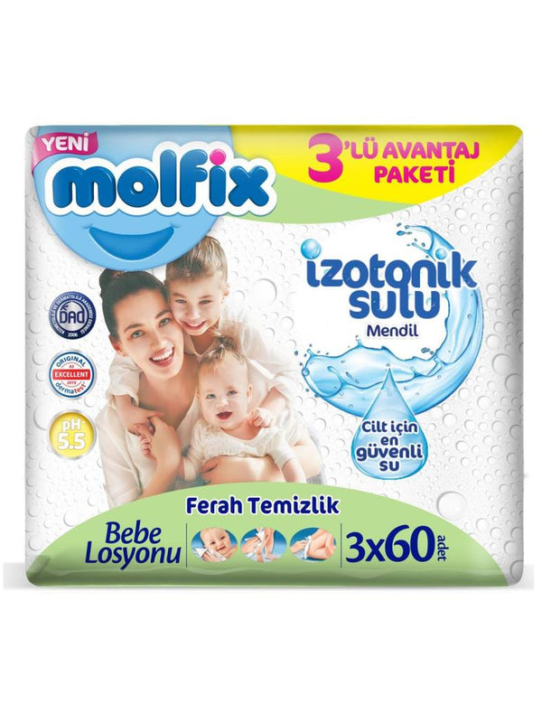 Molfix İzotonik Sulu Ferah Temizlik Islak Mendil 3x60 Adet