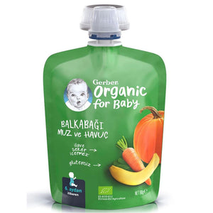 Gerber Organik Muzlu ve Havuçlu Balkabağı Püresi 90 Gr