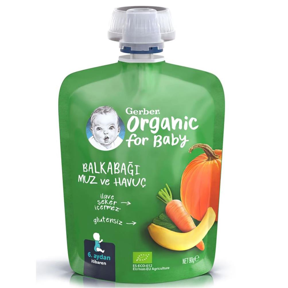Gerber Organik Muzlu ve Havuçlu Balkabağı Püresi 90 Gr