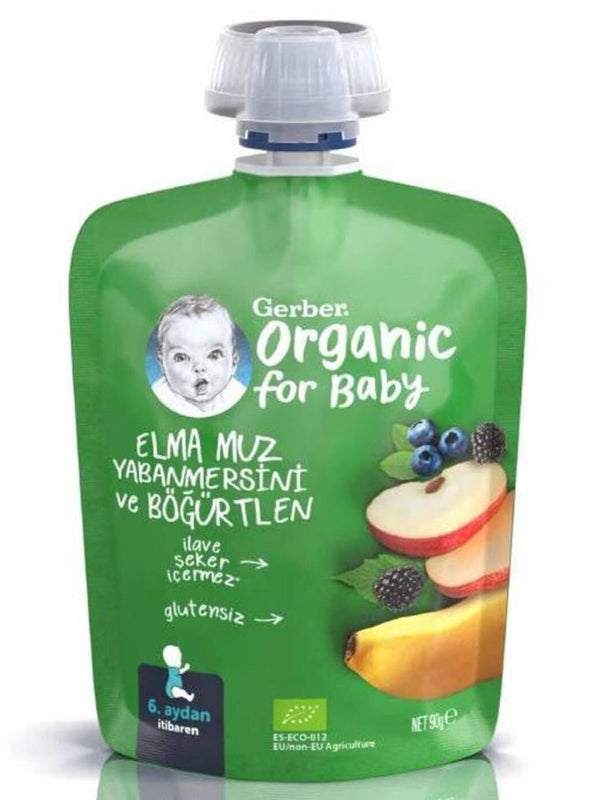 Gerber Organik Muzlu Yabanmersinli Böğürtlenli Elma Püresi 90 Gr
