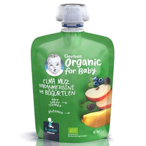 Gerber Organik Muzlu Yabanmersinli Böğürtlenli Elma Püresi 90 Gr