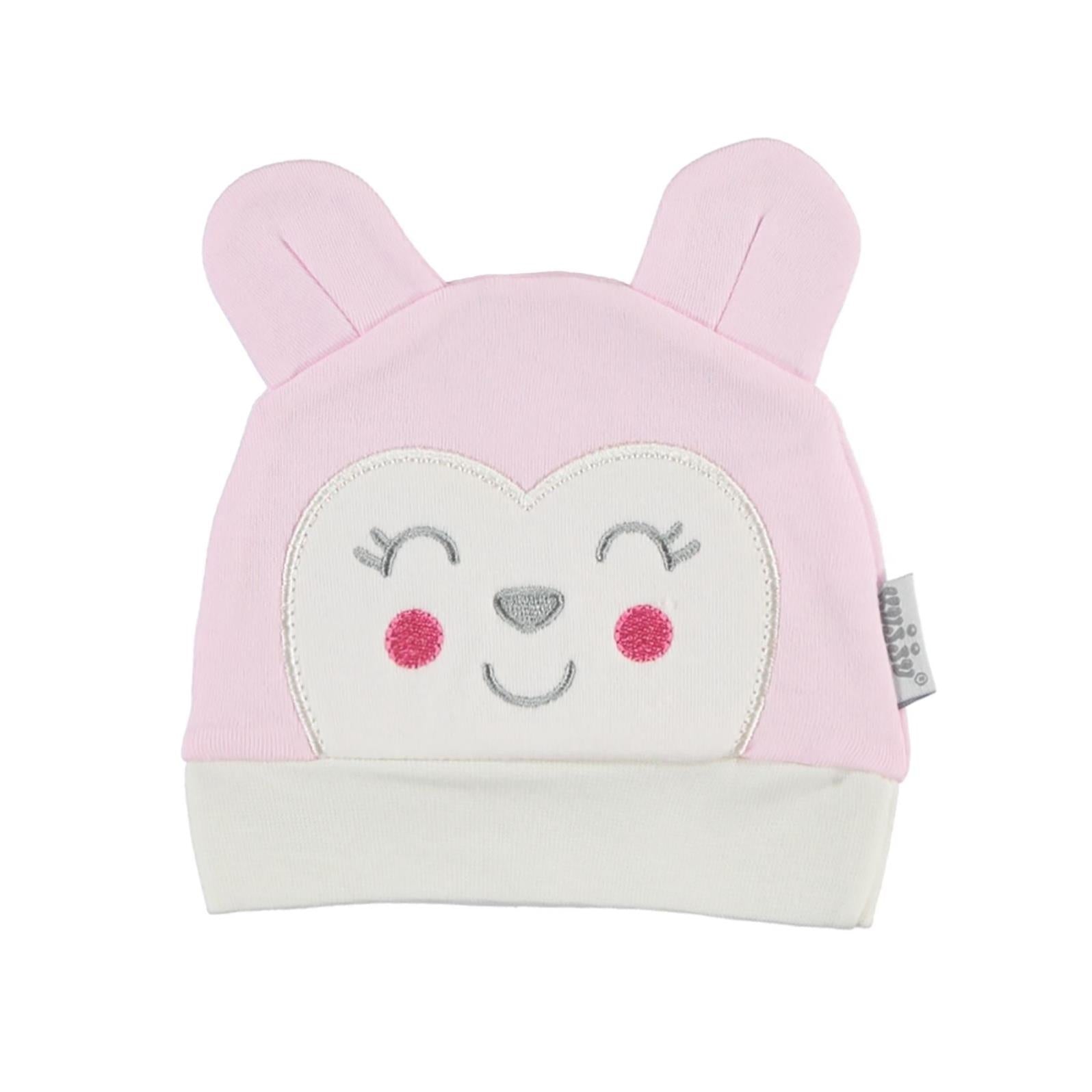 Civil Baby Maymun Kafa Nakış Unisex Kulaklı Bere - Pembe