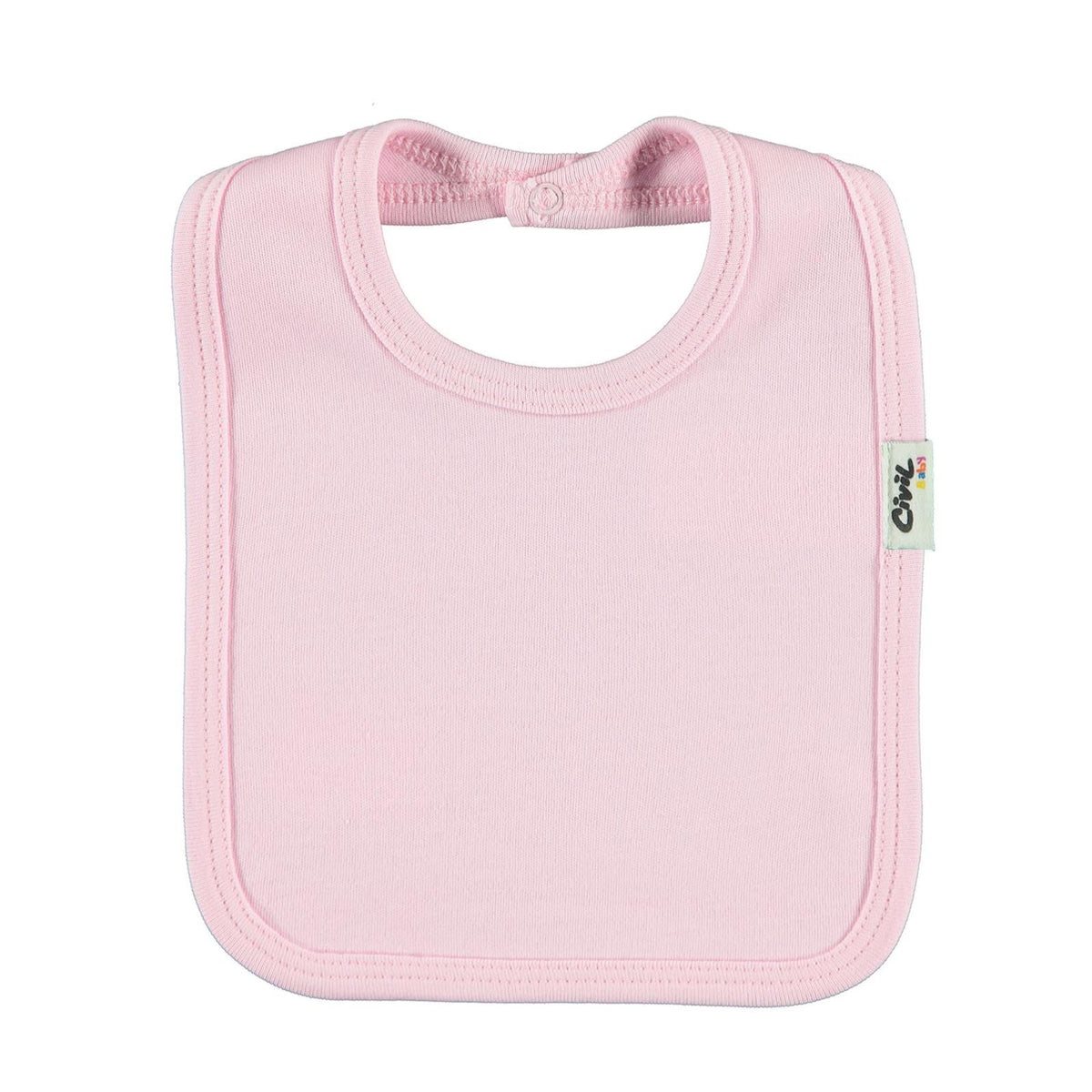 Civil Baby Arkadan Çıtçıtlı Unisex Mama Önlük - Pembe