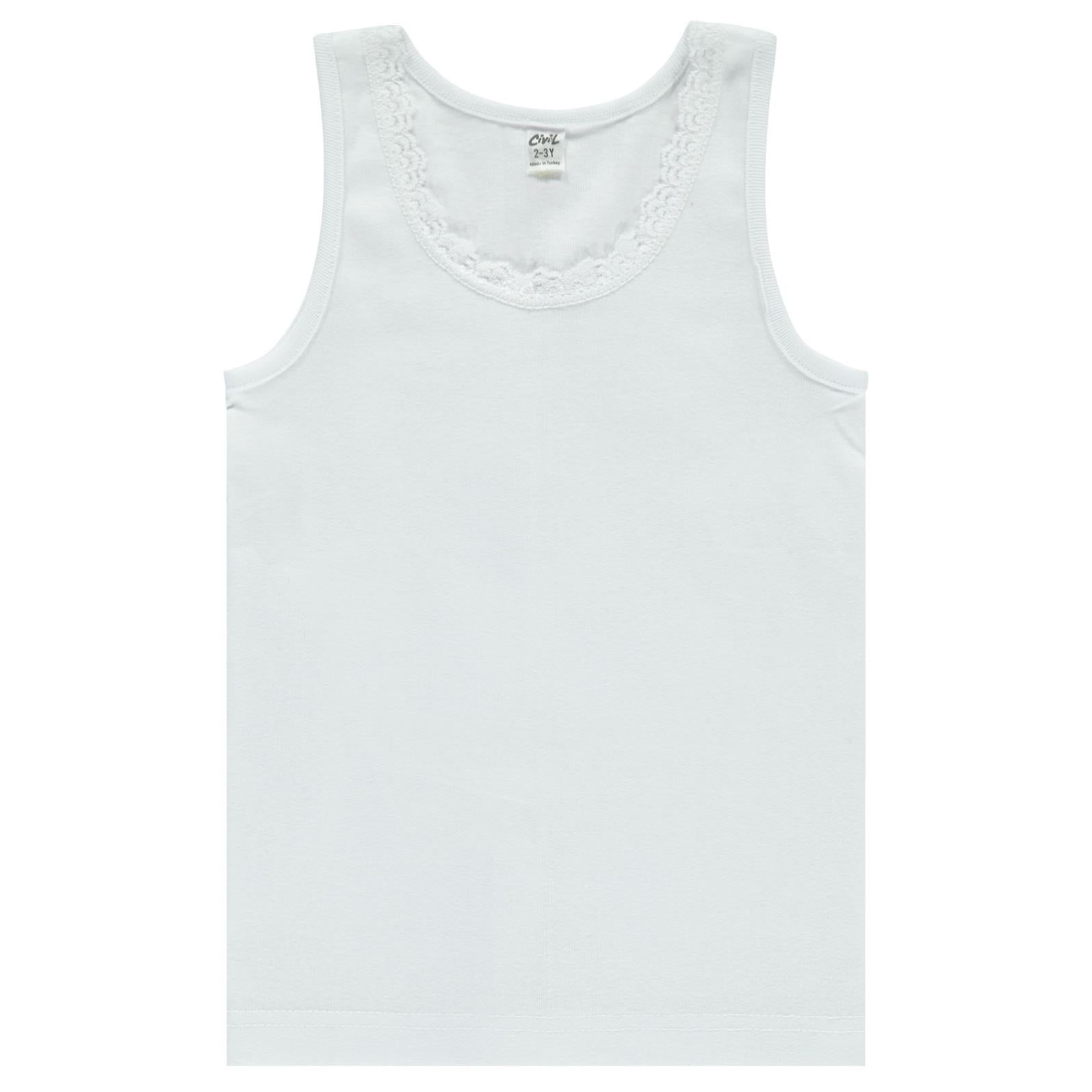 Civil Girls Askılı Dantel Yaka 2-12 Yaş Kız Atlet - Beyaz