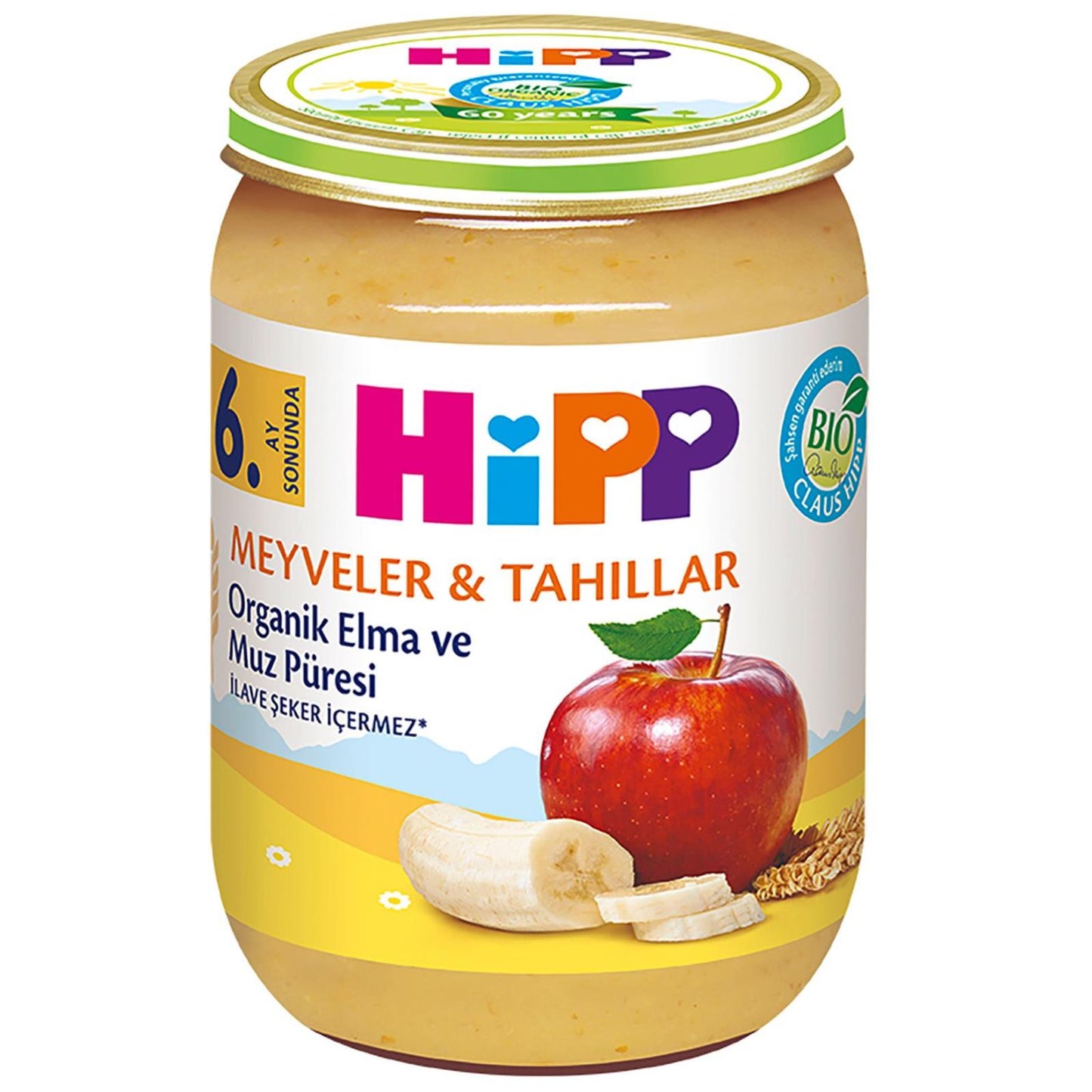 Hipp Organik Elma Muz Püresi Kavanoz Mama 190 gr +6 Ay
