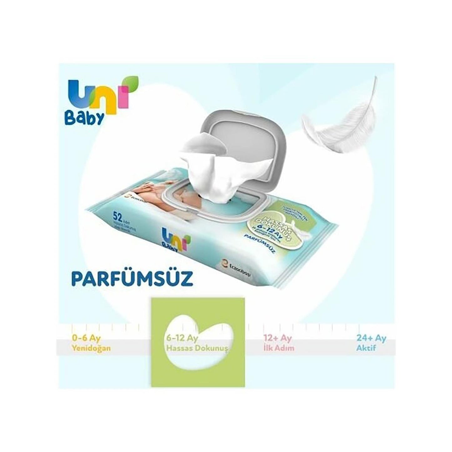 Uni Baby Hassas Dokunuş Islak Mendil 3x52'li