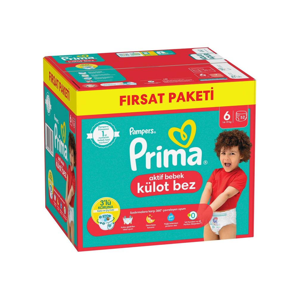 Prima Külot Bebek Bezi 6 Beden Ekstra Large Fırsat Paketi 52 Adet
