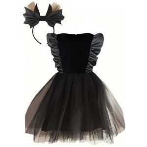 Shecco Babba Deri Detaylý Tütü Elbise Taç 1-8 Yaþ Takým - Siyah