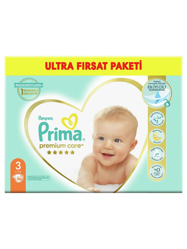 Prima Bebek Bezi Premium Care 3 Beden Midi Fırsat Paket 96 Adet