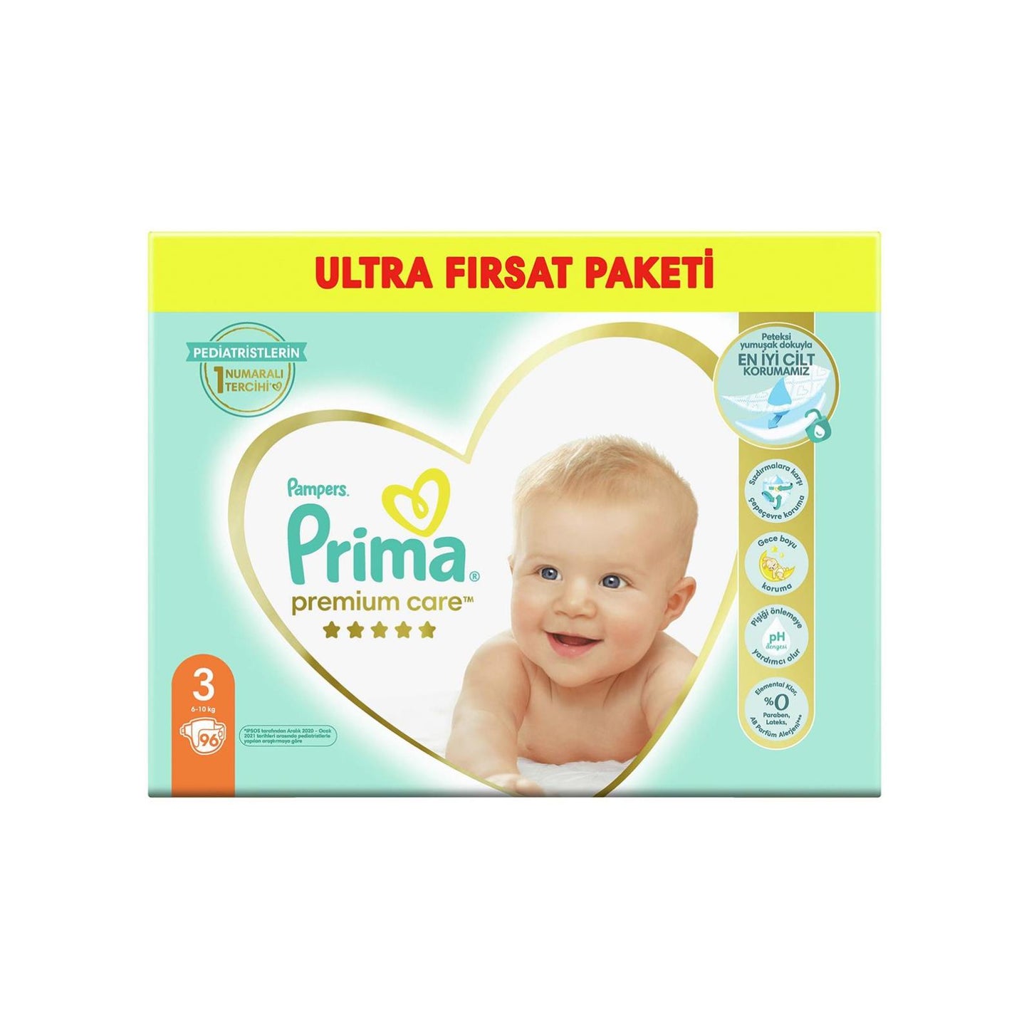 Prima Bebek Bezi Premium Care 3 Beden Midi Fırsat Paket 96 Adet