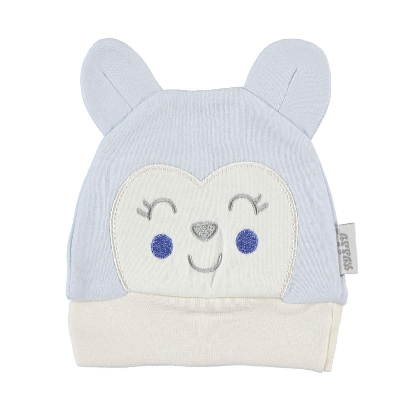 Civil Baby Maymun Kafa Nakış Unisex Kulaklı Bere - Mavi