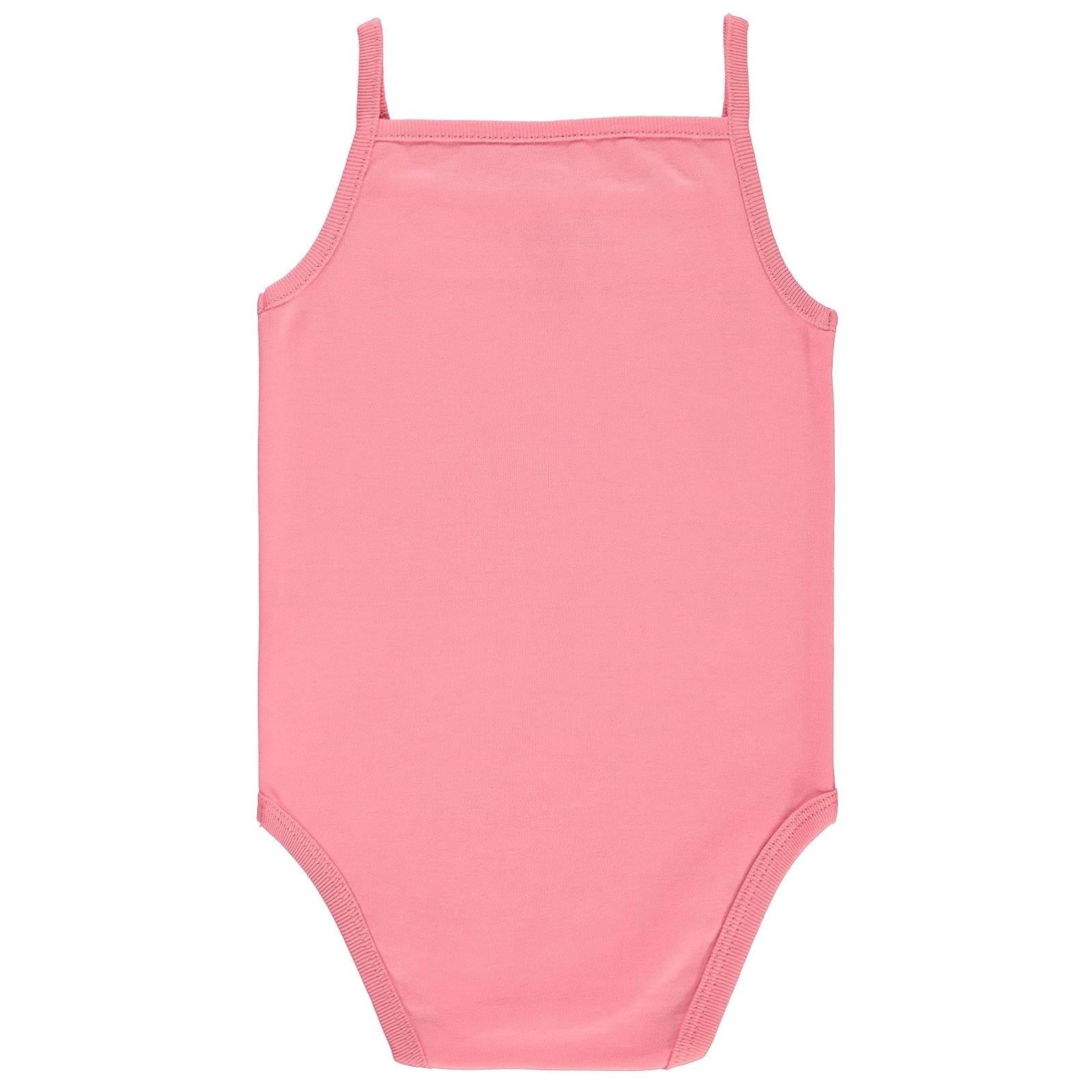 Civil Baby Penye İp Askılı Dantelli 3-9 Ay Kız Çıtçıtlı Badi - Pembe