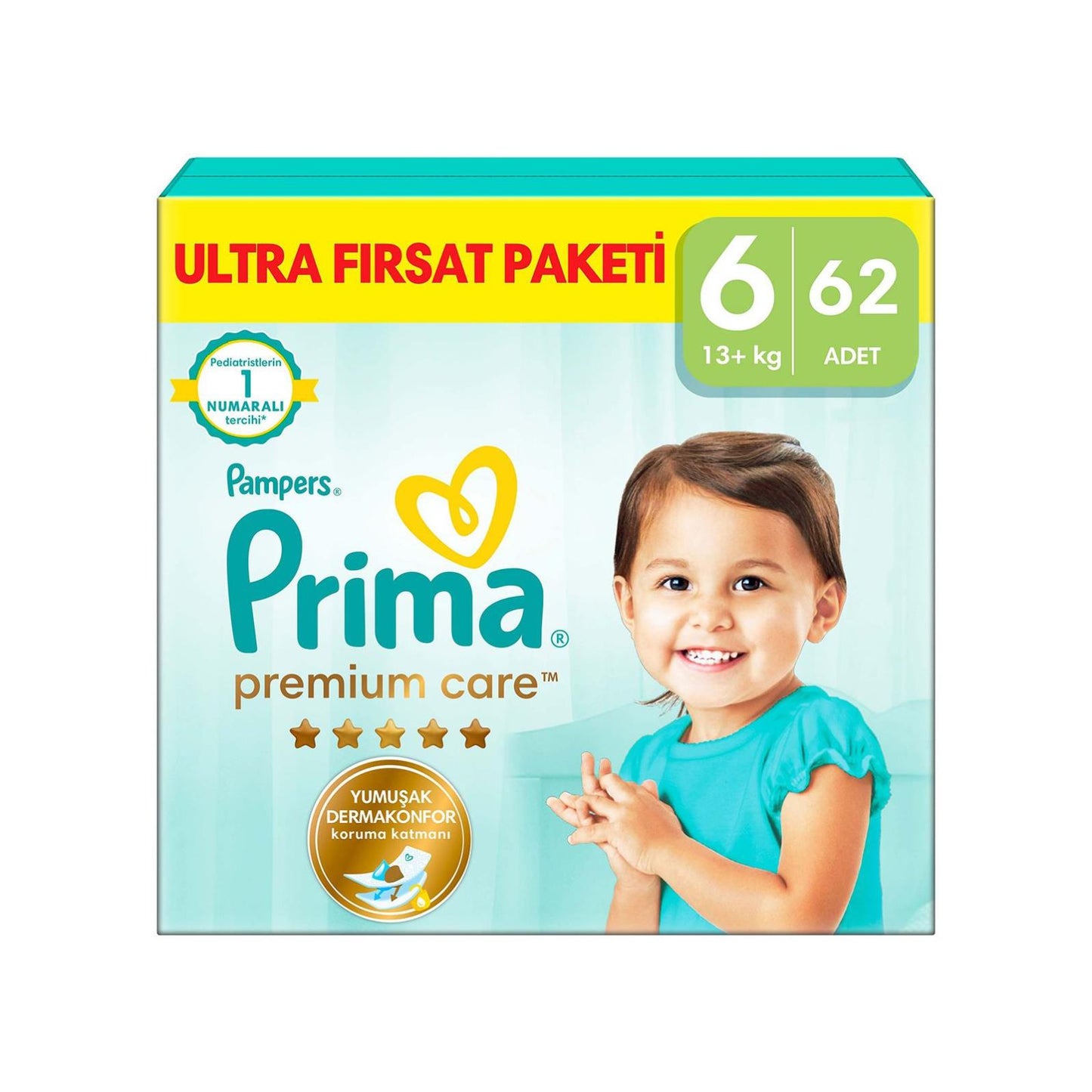 Prima Bebek Bezi Premium Care 6 Beden Extra Large Fırsat Paket 62 Adet