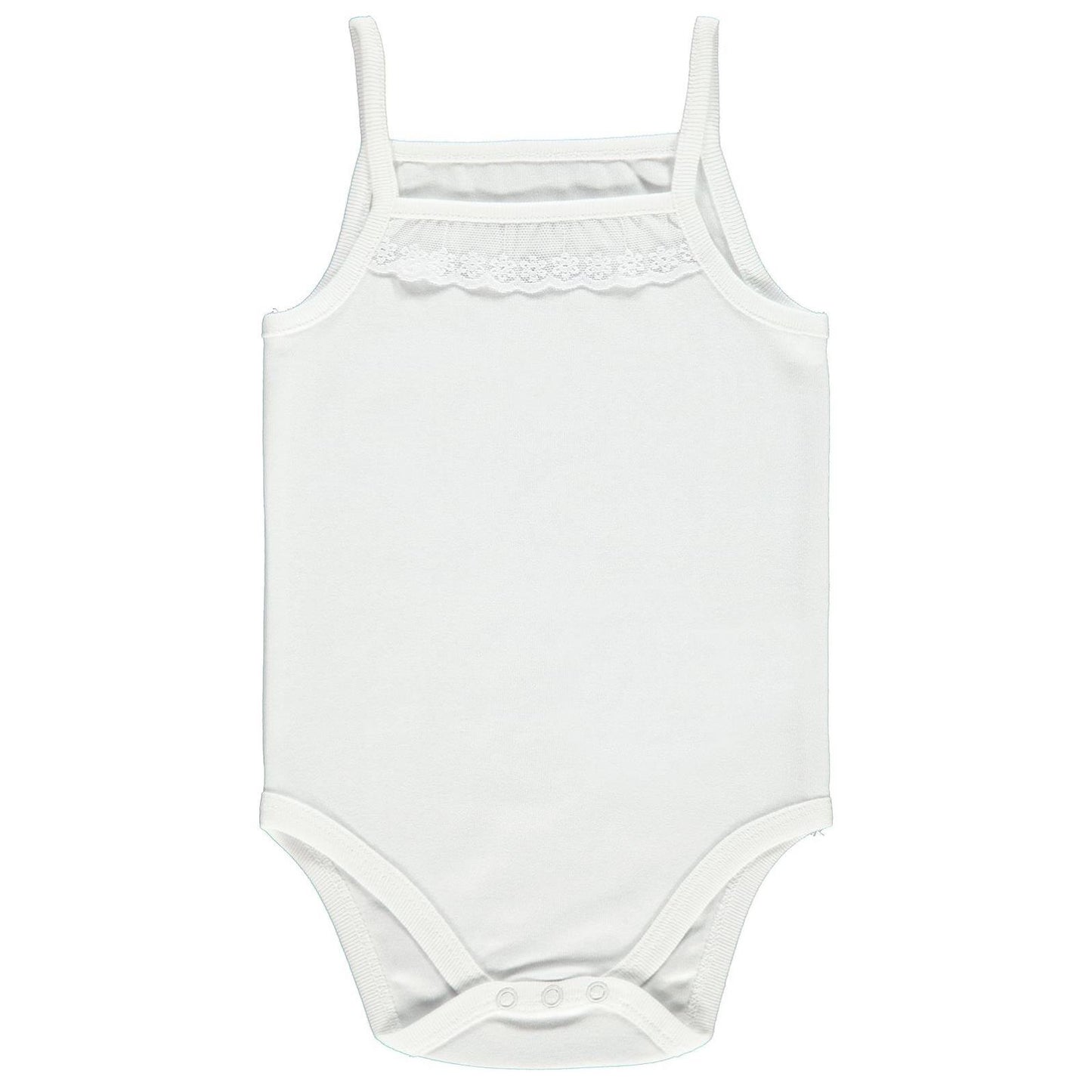 Civil Baby Penye İp Askılı Dantelli 3-9 Ay Kız Çıtçıtlı Badi - Beyaz