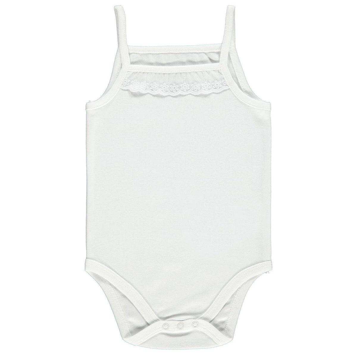 Civil Baby Penye İp Askılı Dantelli 3-9 Ay Kız Çıtçıtlı Badi - Beyaz