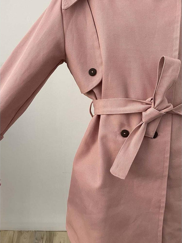 Shecco Babba Kız Çocuk Trençkot Kemerli 1-8 Yaş - Pudra