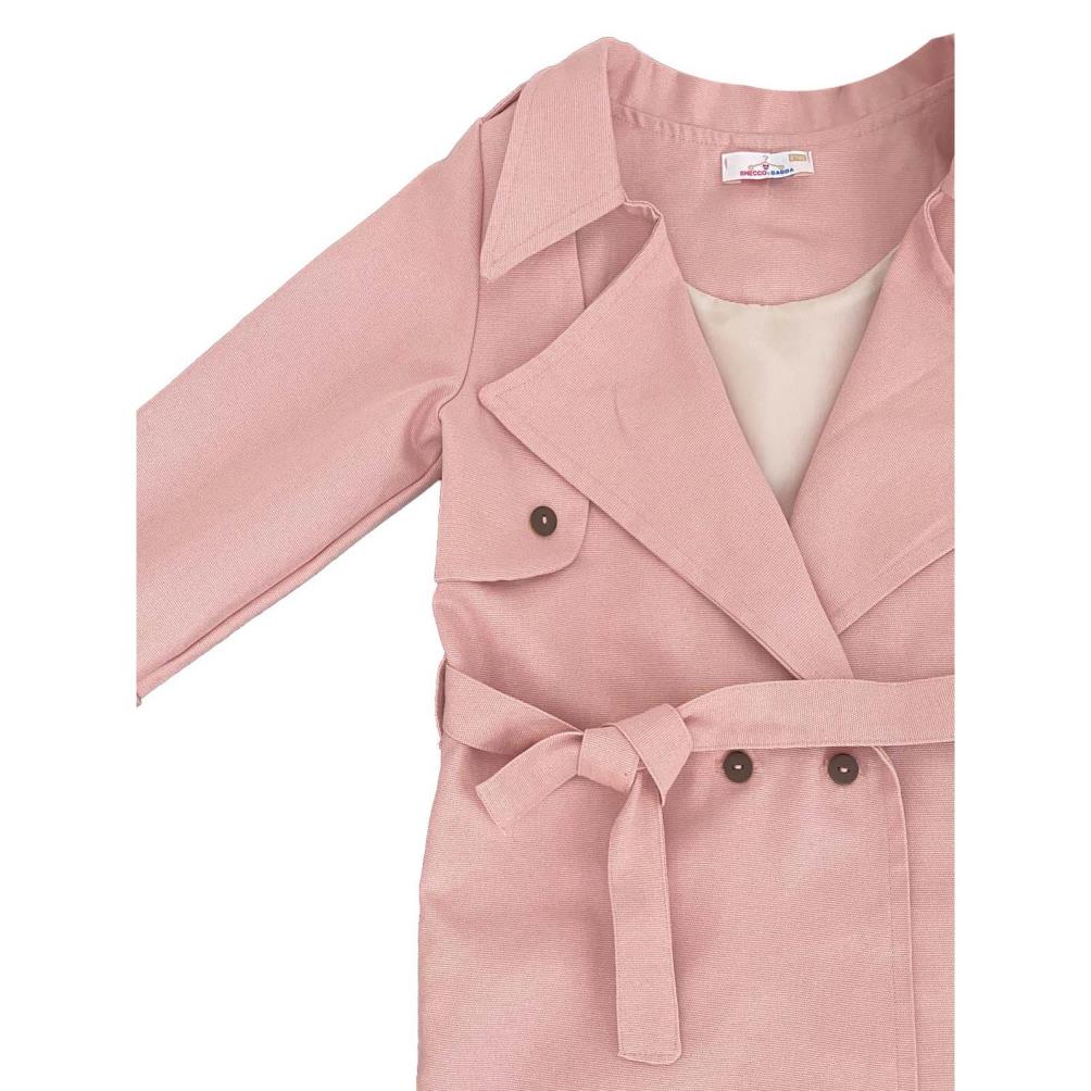 Shecco Babba Kız Çocuk Trençkot Kemerli 1-8 Yaş - Pudra