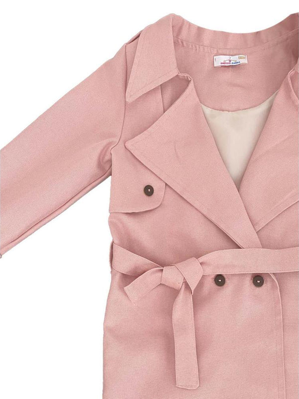 Shecco Babba Kız Çocuk Trençkot Kemerli 1-8 Yaş - Pudra