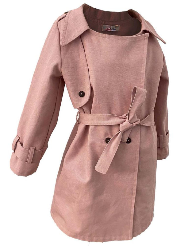 Shecco Babba Kız Çocuk Trençkot Kemerli 1-8 Yaş - Pudra