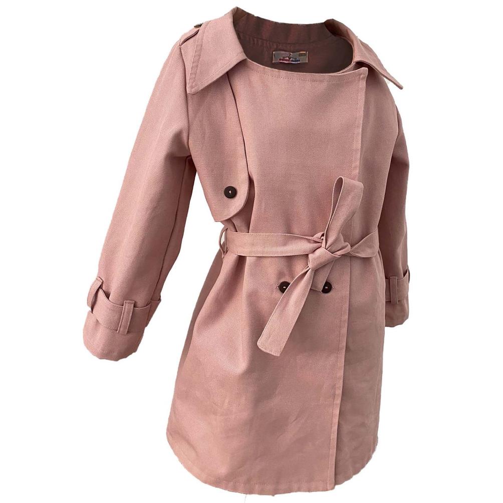 Shecco Babba Kız Çocuk Trençkot Kemerli 1-8 Yaş - Pudra