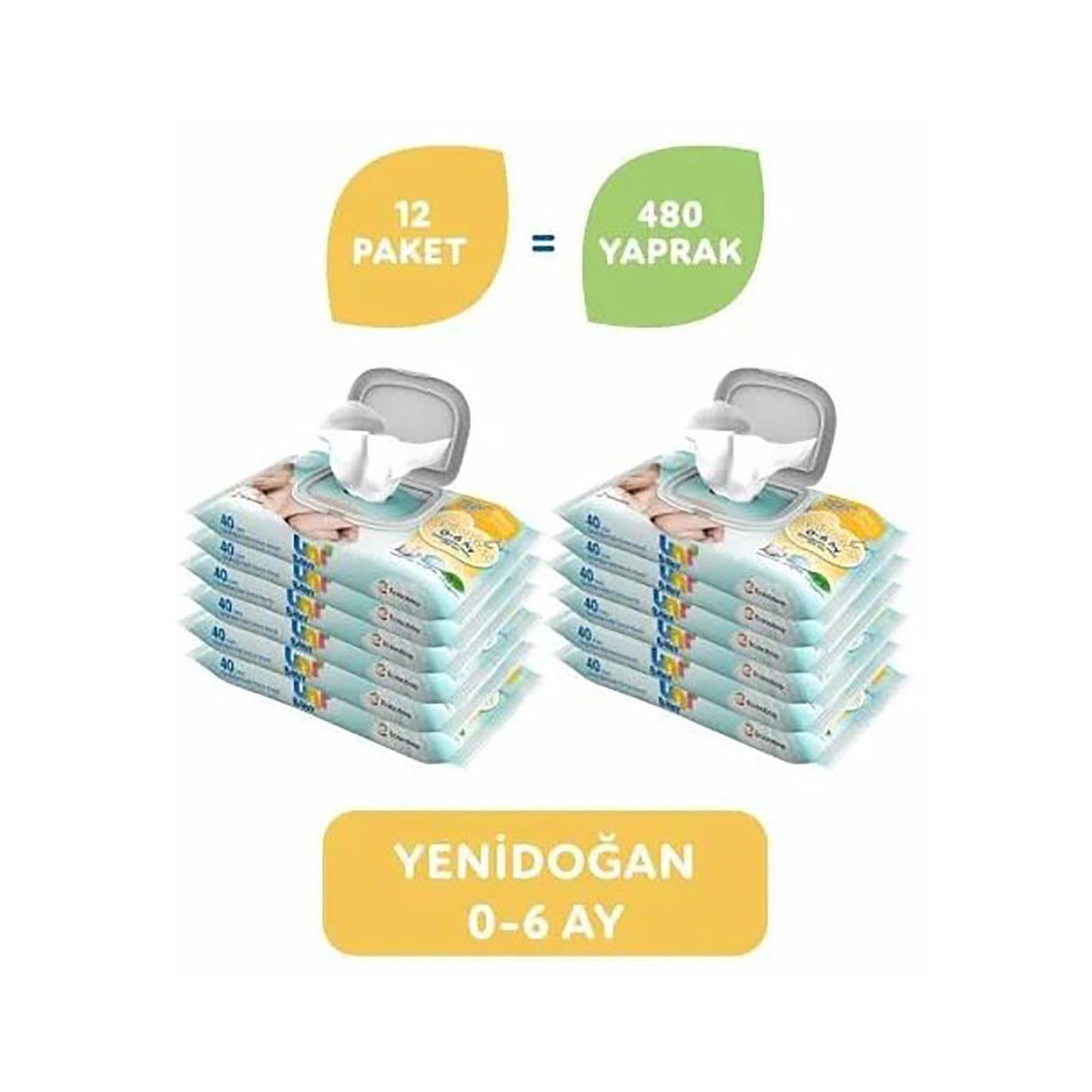 Uni Baby Yenidoğan 12'li Islak Mendil 480 Yaprak