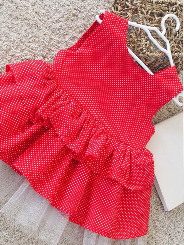 Shecco Babba Fiyonklu Kız Çocuk Tütü Elbise Bandana Takım 1-8 Yaş - Kırmızı