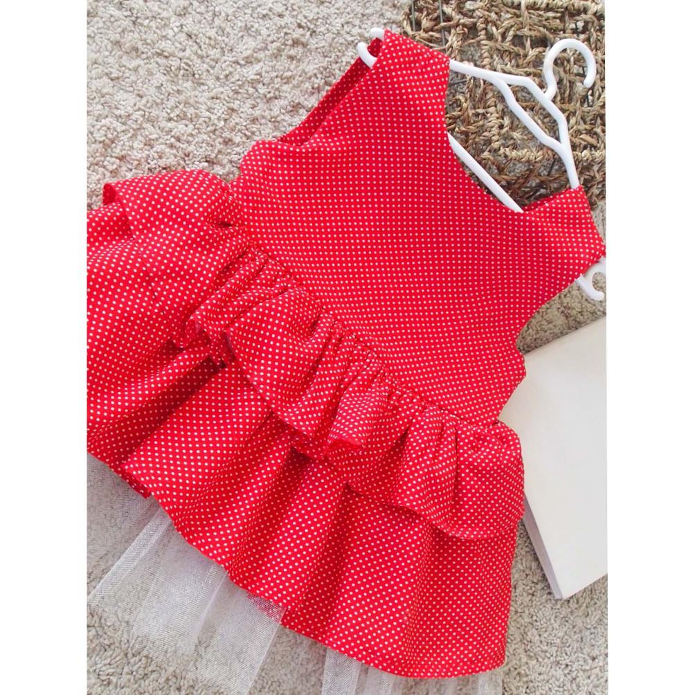 Shecco Babba Fiyonklu Kız Çocuk Tütü Elbise Bandana Takım 1-8 Yaş - Kırmızı