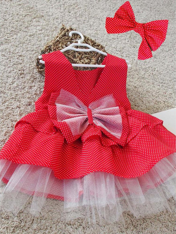 Shecco Babba Fiyonklu Kız Çocuk Tütü Elbise Bandana Takım 1-8 Yaş - Kırmızı