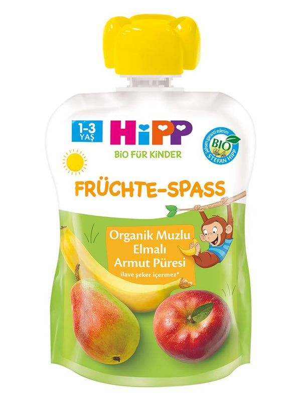 Hipp Organik Muzlu Elmalı Armutlu Meyve Püresi 100 gr