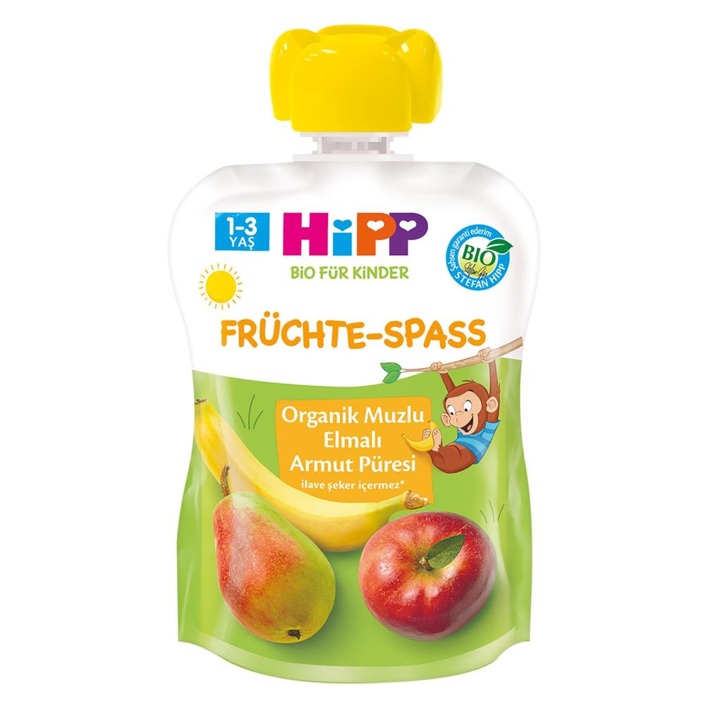 Hipp Organik Muzlu Elmalı Armutlu Meyve Püresi 100 gr