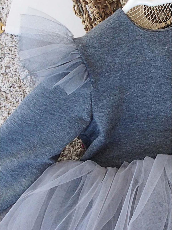 Shecco Babba Kız Çocuk Tütü Elbise Bandana Takım 1-8 Yaş - Gri