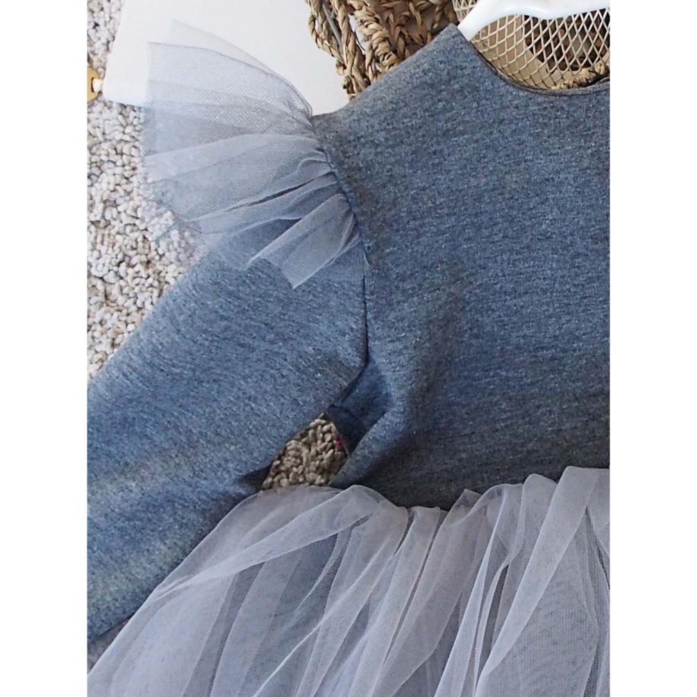 Shecco Babba Kız Çocuk Tütü Elbise Bandana Takım 1-8 Yaş - Gri