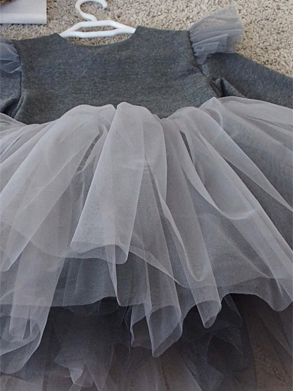 Shecco Babba Kız Çocuk Tütü Elbise Bandana Takım 1-8 Yaş - Gri