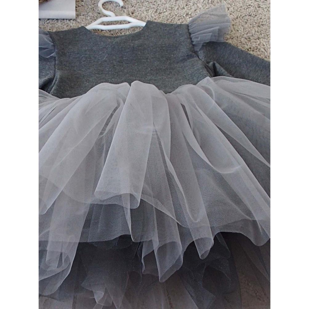 Shecco Babba Kız Çocuk Tütü Elbise Bandana Takım 1-8 Yaş - Gri