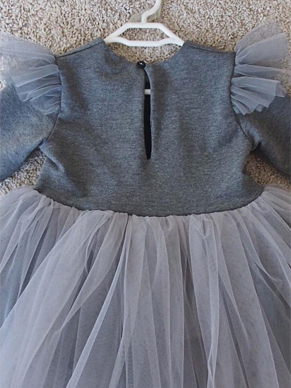 Shecco Babba Kız Çocuk Tütü Elbise Bandana Takım 1-8 Yaş - Gri