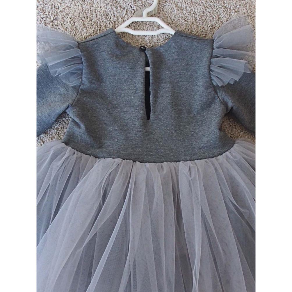 Shecco Babba Kız Çocuk Tütü Elbise Bandana Takım 1-8 Yaş - Gri