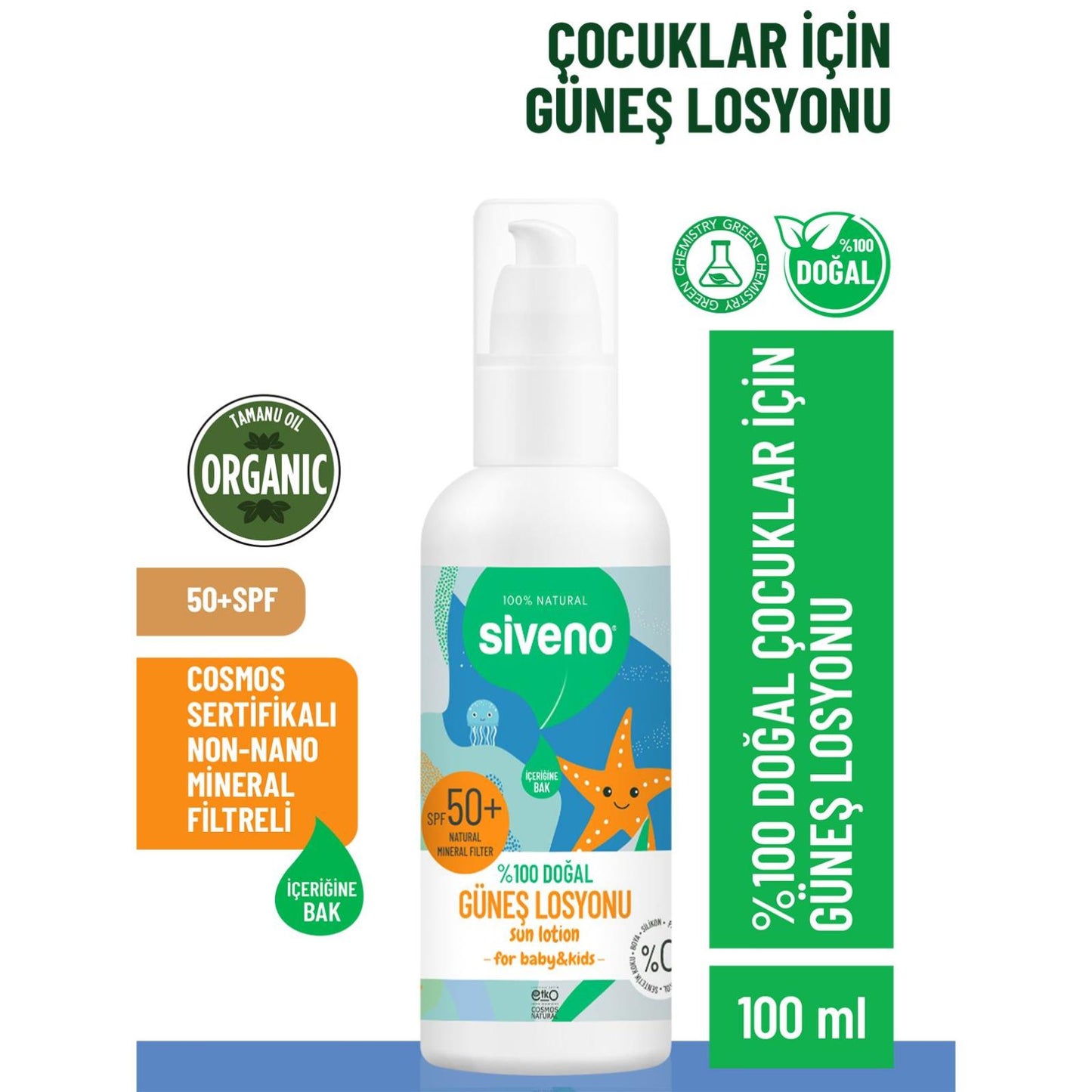Siveno %100 Doğal Bebekler İçin Güneş Kremi 50 ml