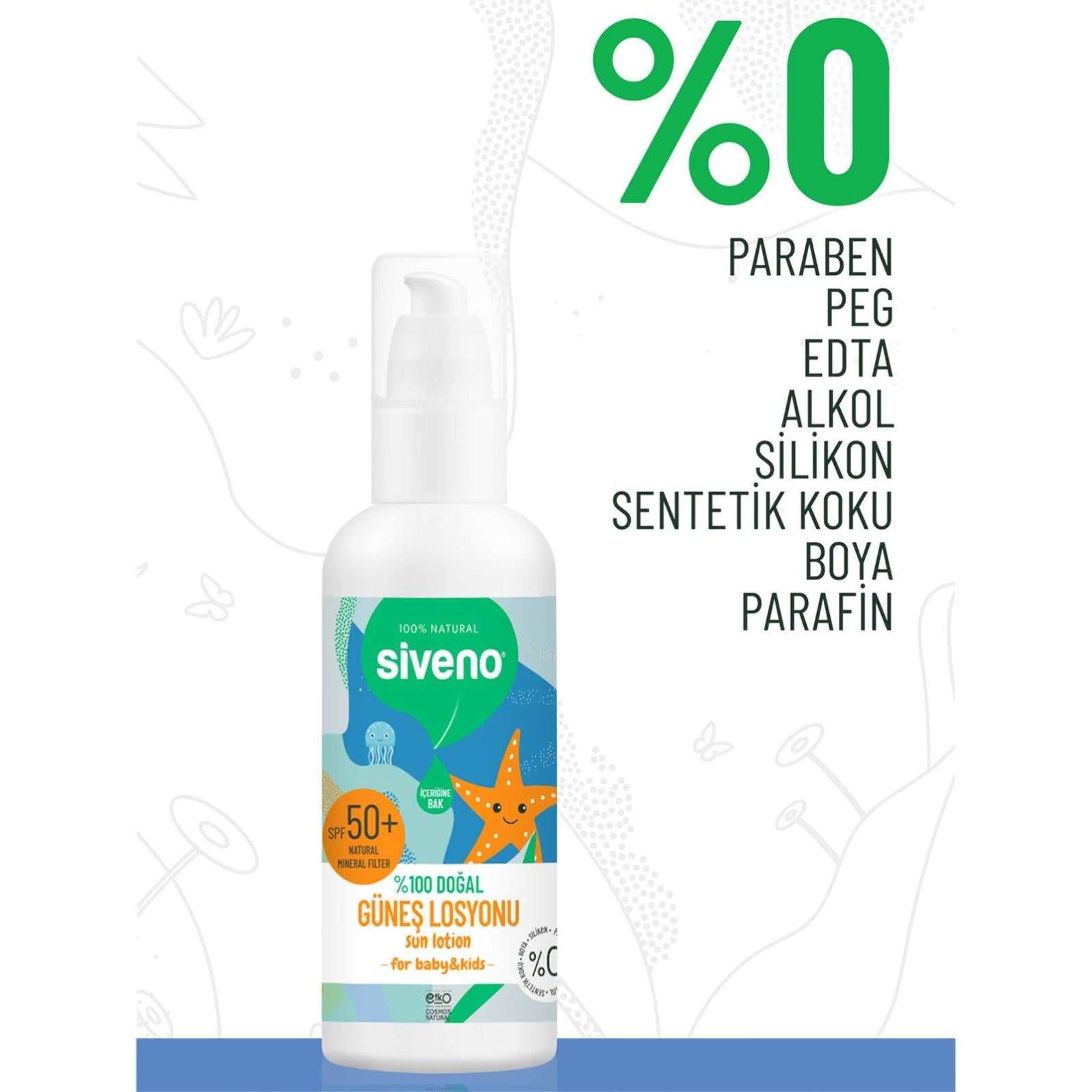 Siveno %100 Doğal Bebekler İçin Güneş Kremi 50 ml